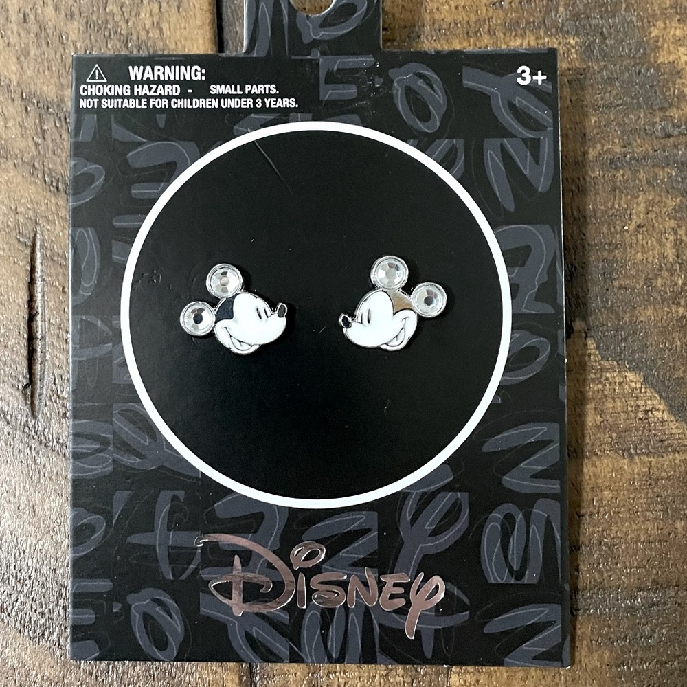 Mickey Mouse Silver Tone Stud Earrings NWT